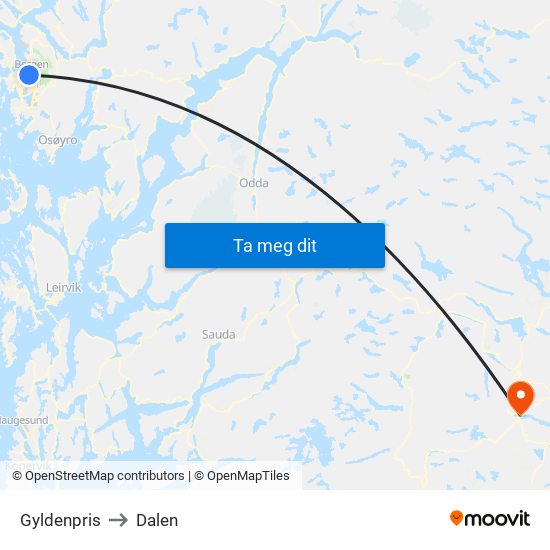 Gyldenpris to Dalen map