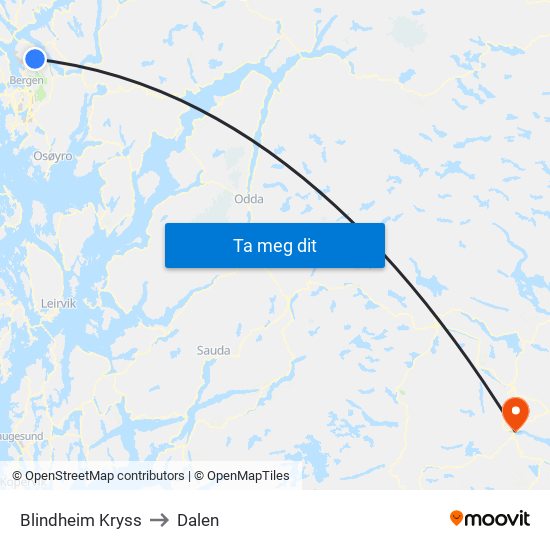 Blindheim Kryss to Dalen map