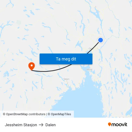 Jessheim Stasjon to Dalen map