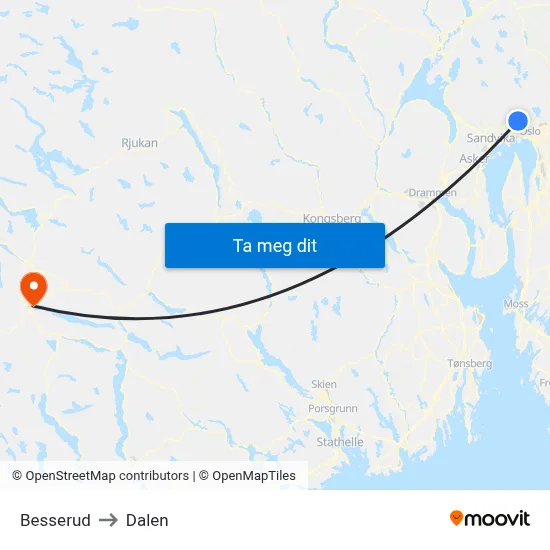 Besserud to Dalen map