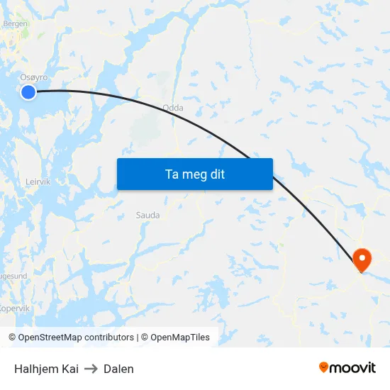 Halhjem Kai to Dalen map