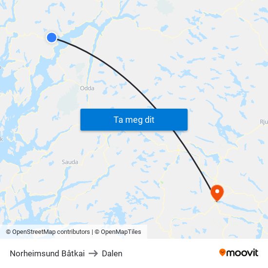 Norheimsund Båtkai to Dalen map