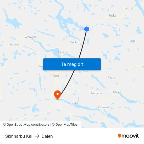 Skinnarbu Kai to Dalen map
