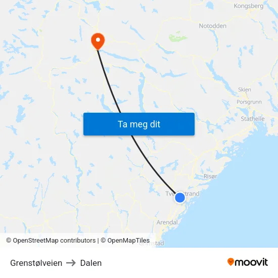 Grenstølveien to Dalen map