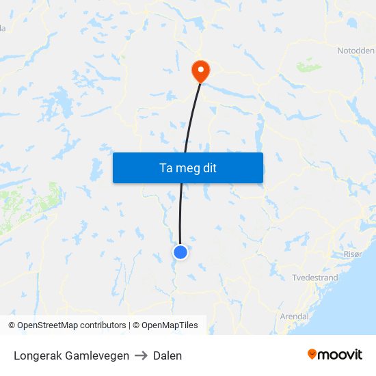 Longerak Gamlevegen to Dalen map