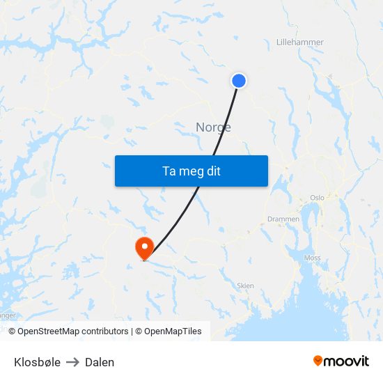 Klosbøle to Dalen map