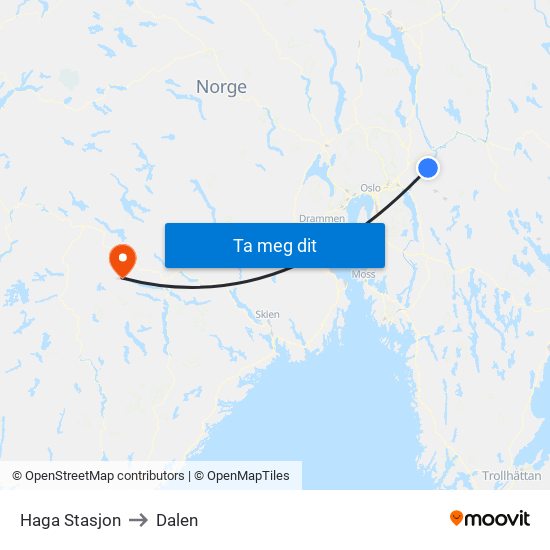 Haga Stasjon to Dalen map