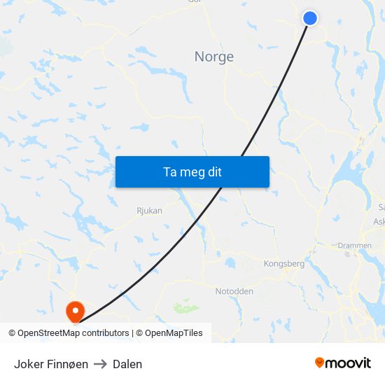 Joker Finnøen to Dalen map