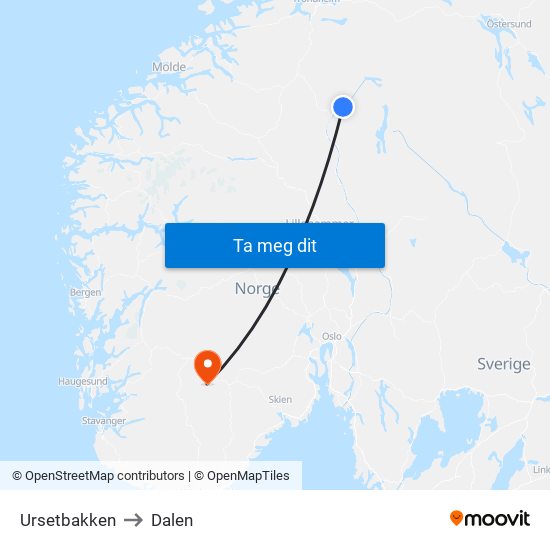 Ursetbakken to Dalen map