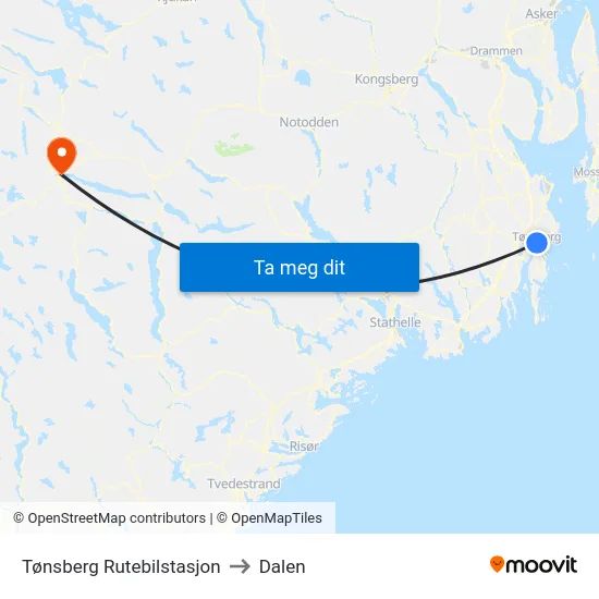 Tønsberg Rutebilstasjon to Dalen map
