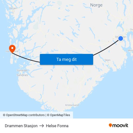 Drammen Stasjon to Helse Fonna map
