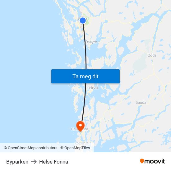 Byparken to Helse Fonna map