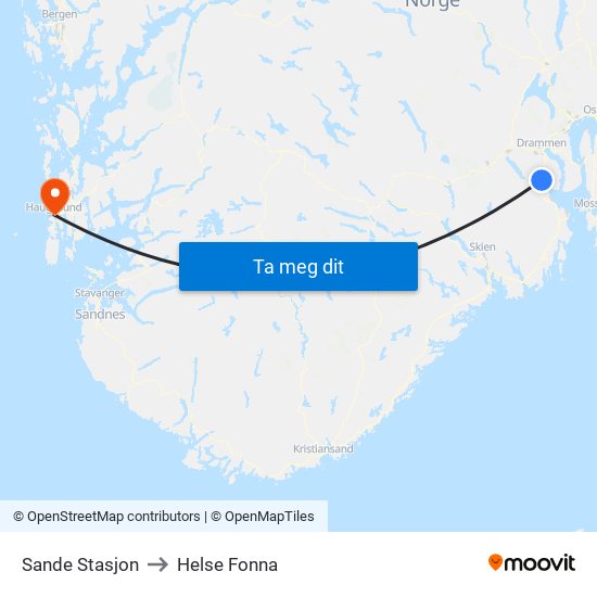 Sande Stasjon to Helse Fonna map