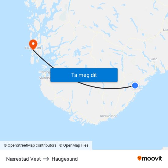 Nærestad Vest to Haugesund map