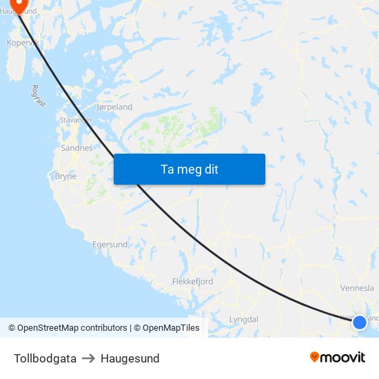 Tollbodgata to Haugesund map