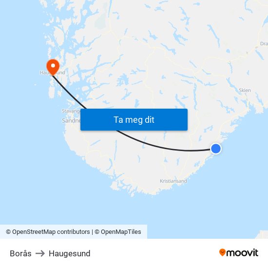 Borås to Haugesund map