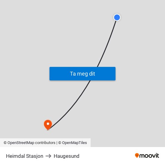 Heimdal Stasjon to Haugesund map