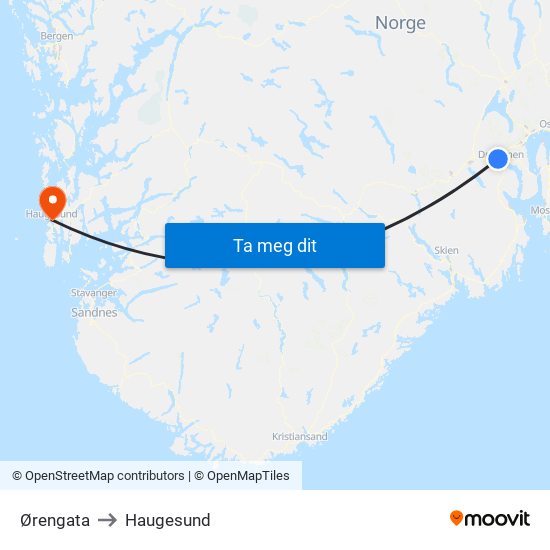 Ørengata to Haugesund map
