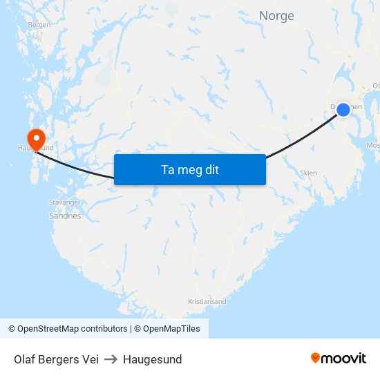 Olaf Bergers Vei to Haugesund map