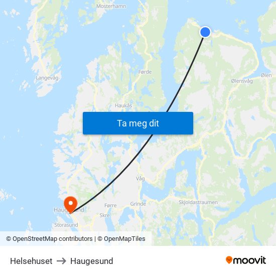 Helsehuset to Haugesund map