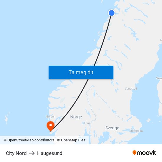 City Nord to Haugesund map