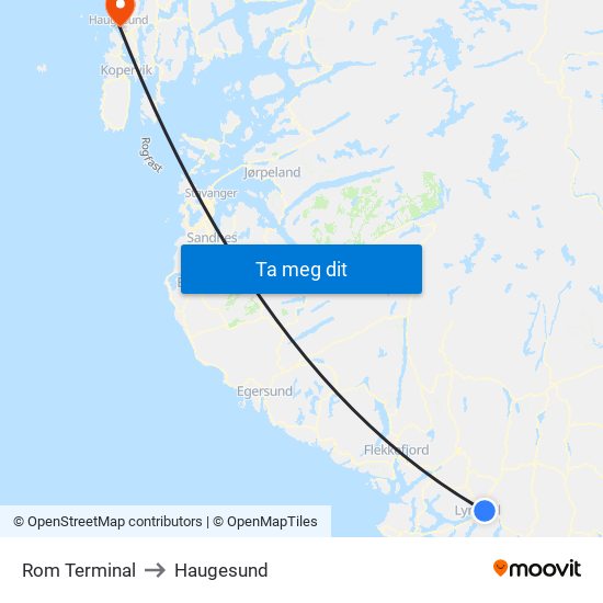 Rom Terminal to Haugesund map