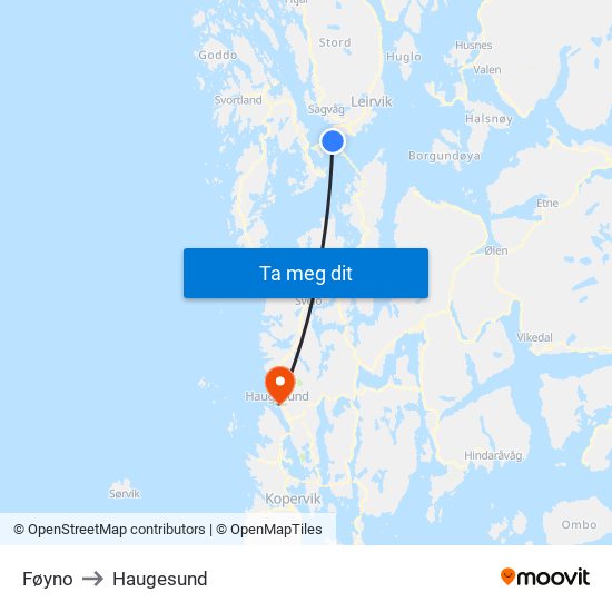 Føyno to Haugesund map