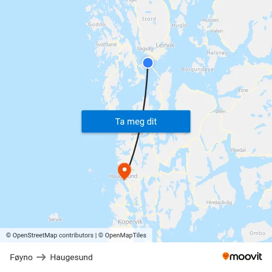 Føyno to Haugesund map