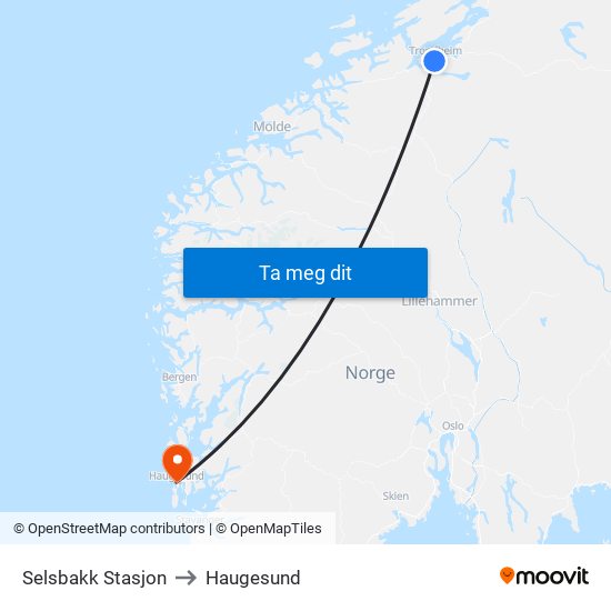 Selsbakk Stasjon to Haugesund map