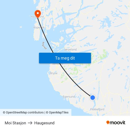 Moi Stasjon to Haugesund map