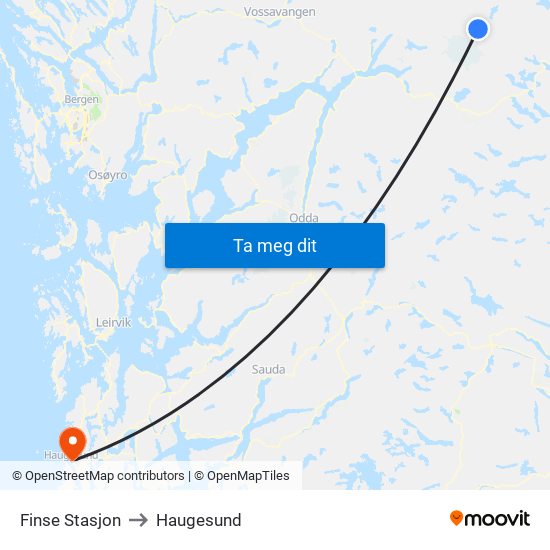 Finse Stasjon to Haugesund map