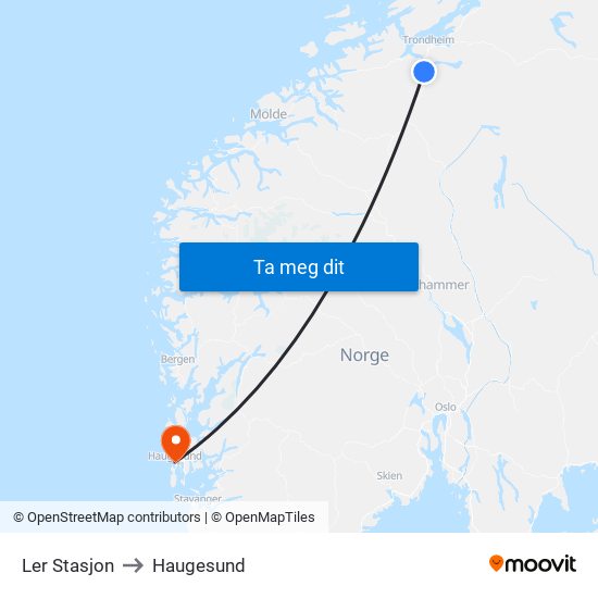 Ler Stasjon to Haugesund map