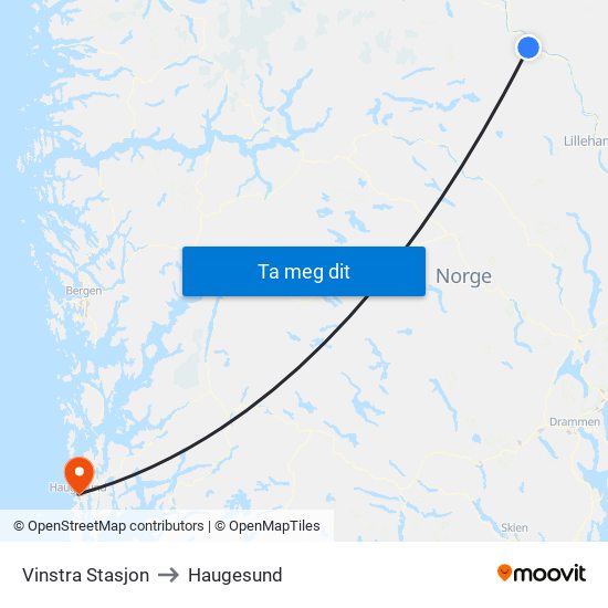 Vinstra Stasjon to Haugesund map