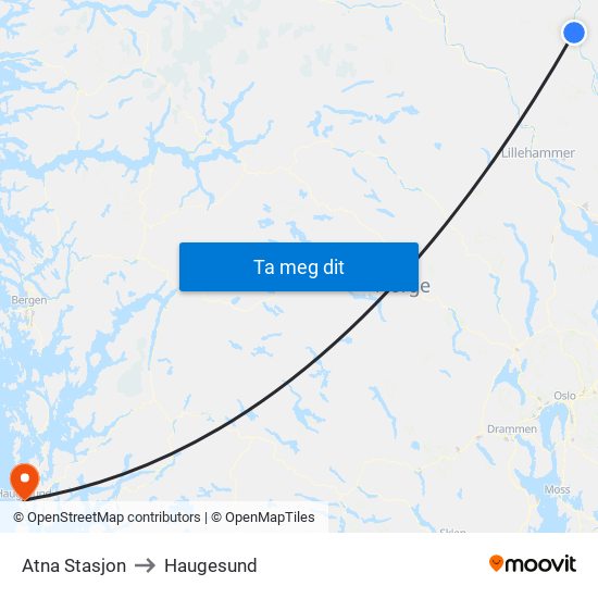 Atna Stasjon to Haugesund map