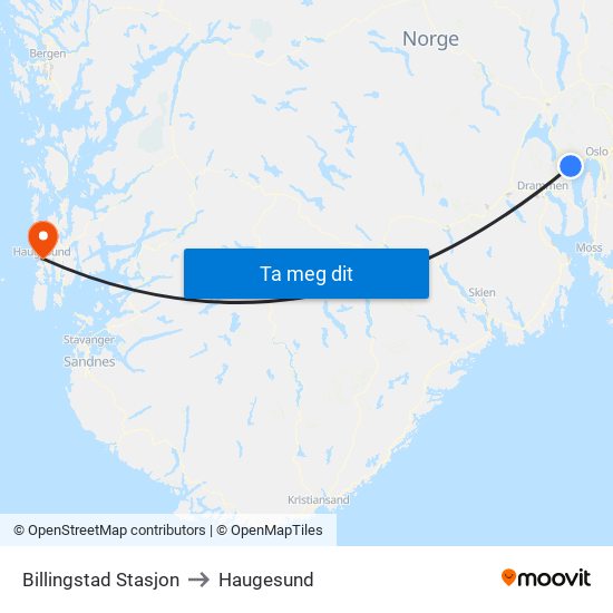 Billingstad Stasjon to Haugesund map