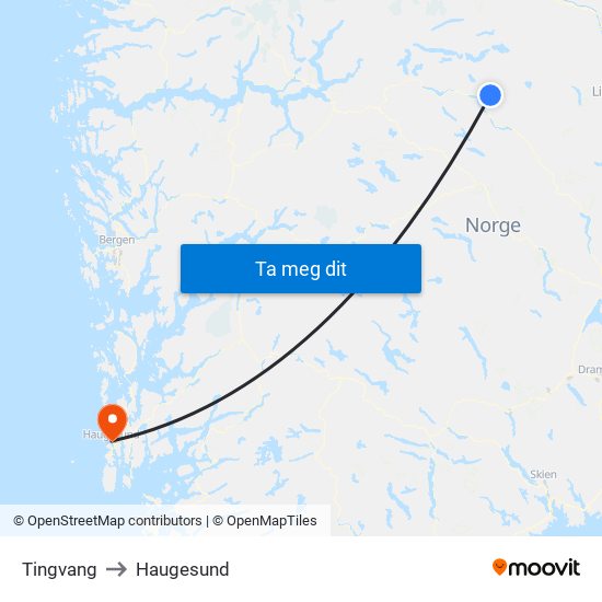 Tingvang to Haugesund map