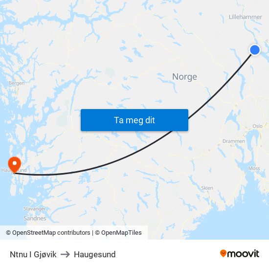 Ntnu I Gjøvik to Haugesund map