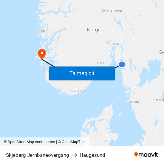 Skjeberg Jernbaneovergang to Haugesund map