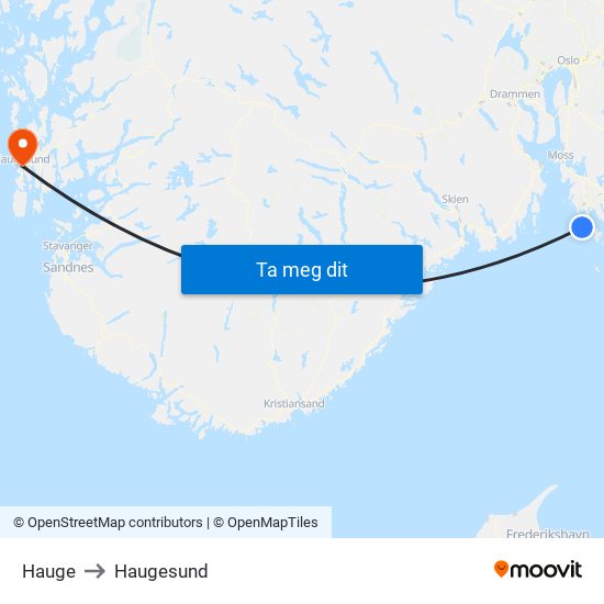 Hauge to Haugesund map