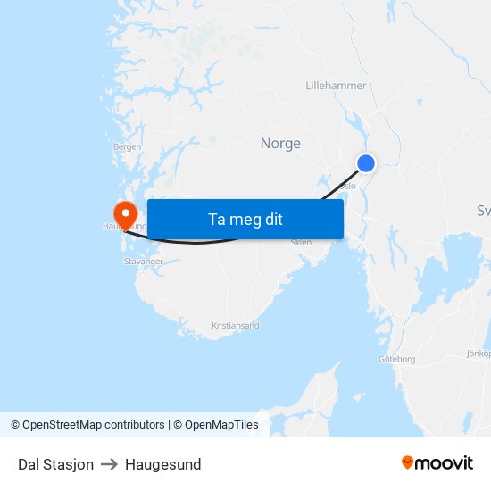 Dal Stasjon to Haugesund map