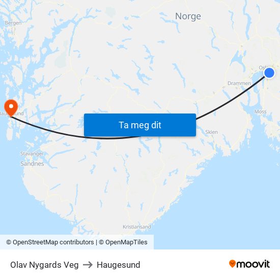 Olav Nygards Veg to Haugesund map
