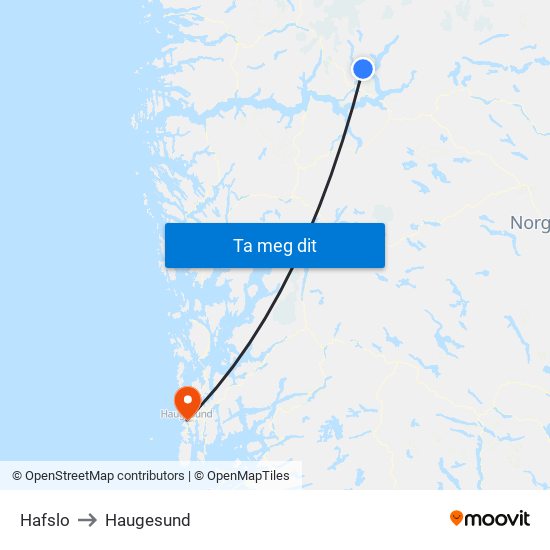 Hafslo to Haugesund map