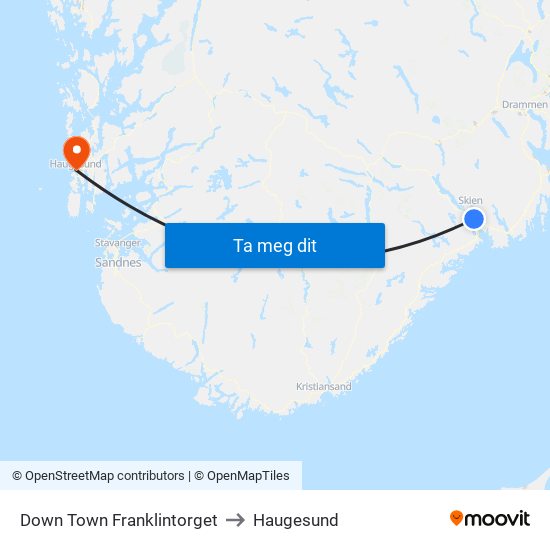 Down Town Franklintorget to Haugesund map