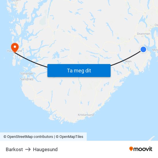 Barkost to Haugesund map