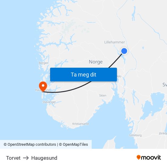 Torvet to Haugesund map