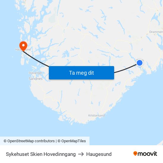 Sykehuset Skien Hovedinngang to Haugesund map