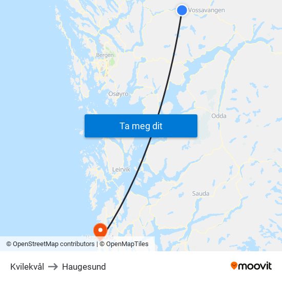 Kvilekvål to Haugesund map