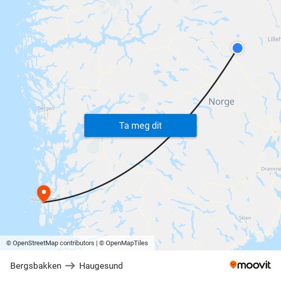 Bergsbakken to Haugesund map