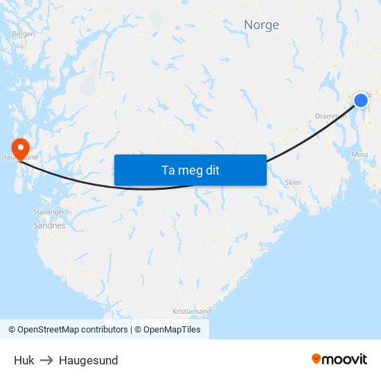 Huk to Haugesund map