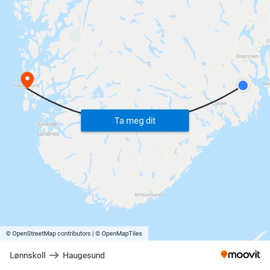 Lønnskoll to Haugesund map